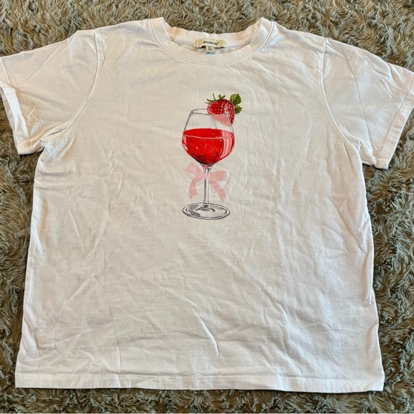 Francesca's Collections White Tee with Strawberry Wine Graphic - Picture 6 of 10